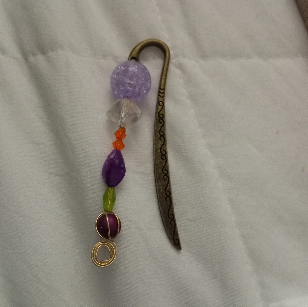 New antique gold mixed media crystal bookmark hand crafted